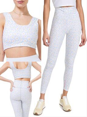 TEREZ Daisys On Dusty Blue TLC Legging/Bra Matching Set NWOT